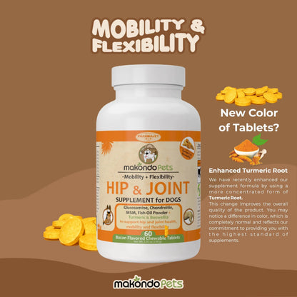 Dog hip and joint chews with glucosamine, turmeric, chondroitin and MSM