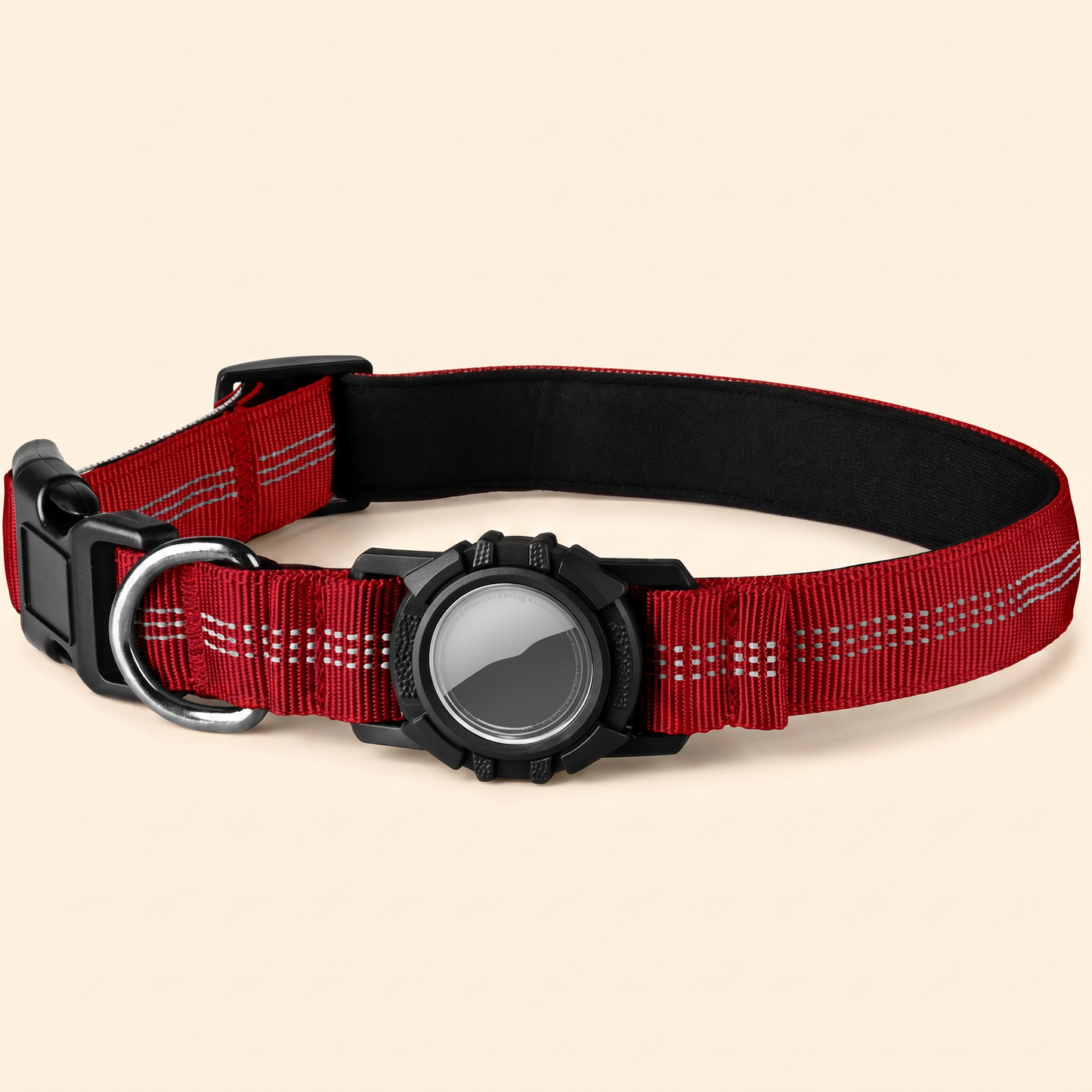 AirTag-Compatible Dog Collar — Wine Red