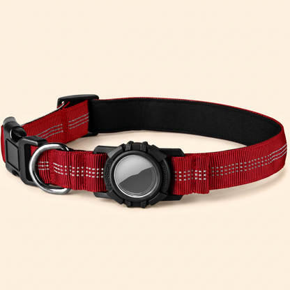AirTag-Compatible Dog Collar — Wine Red