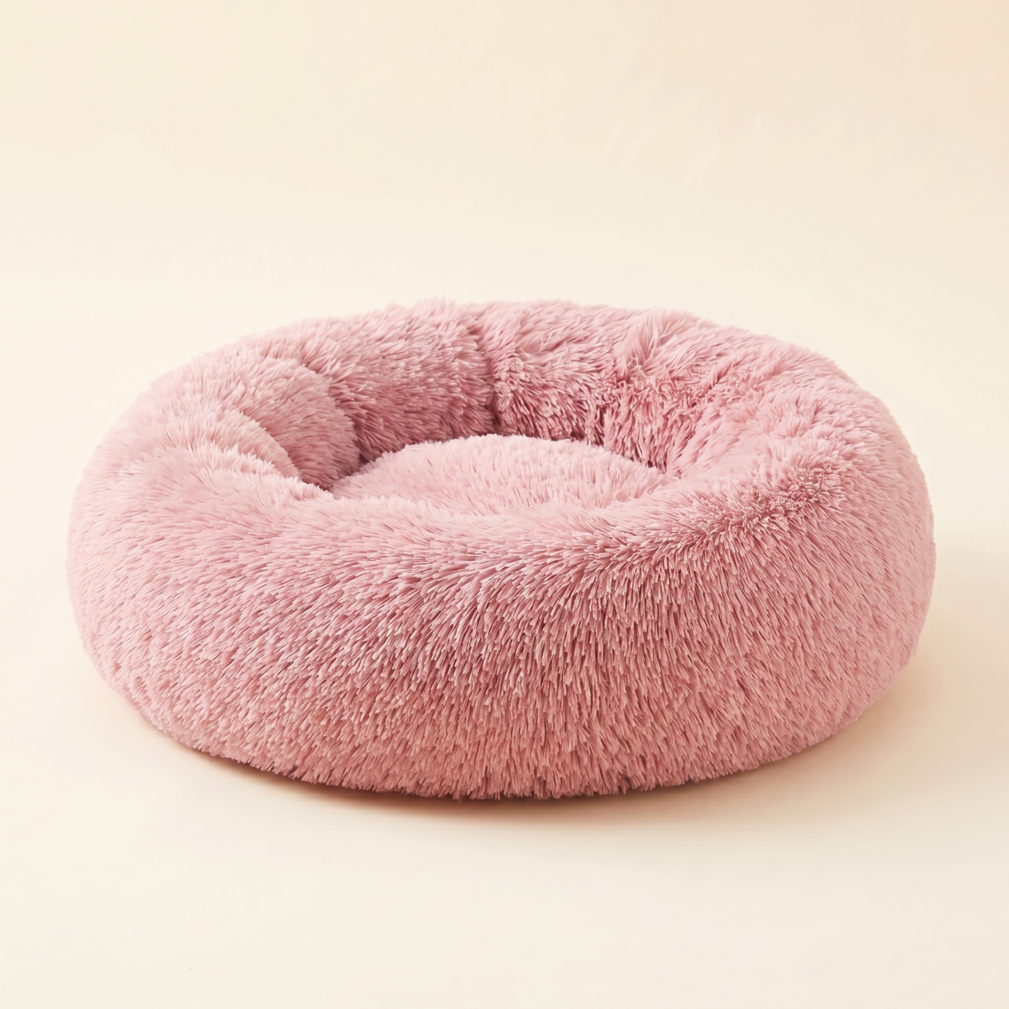 Calming Donut Dog Bed — Leather Pink