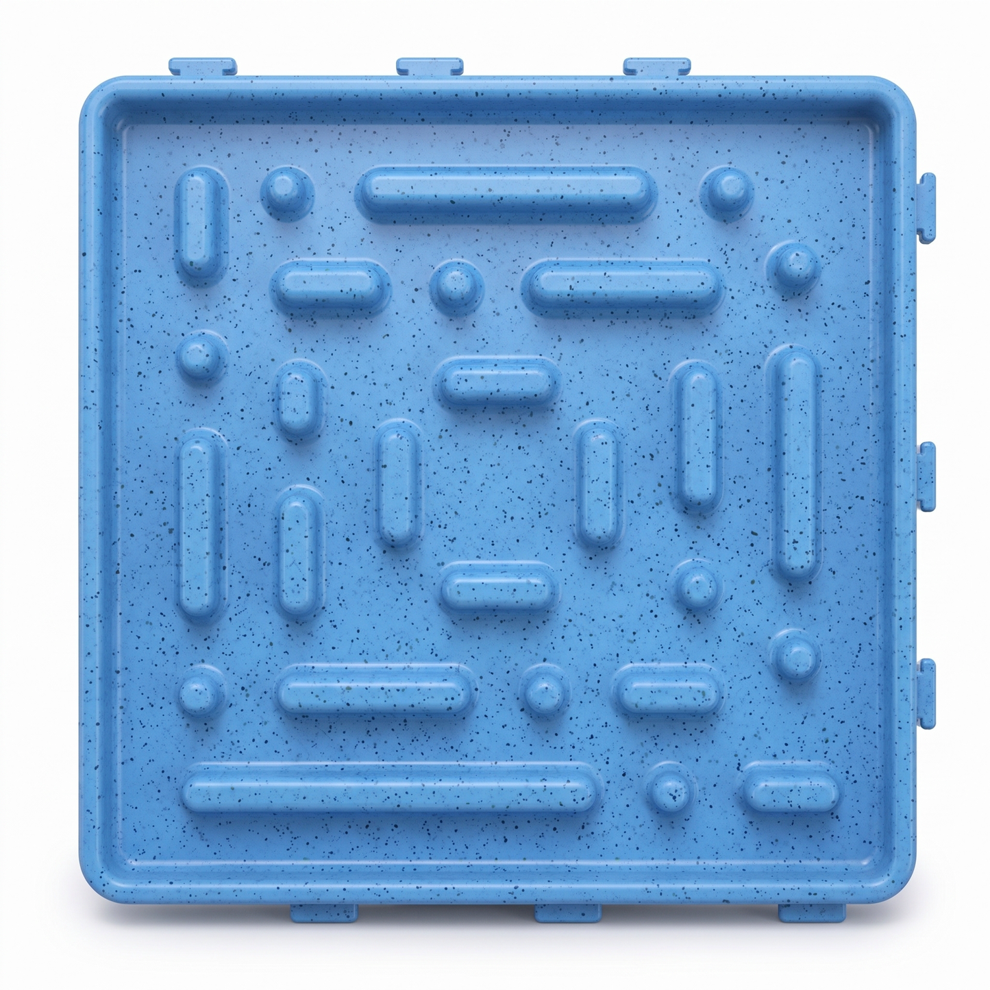Joobello blue silicone slow-feeder lick mat with maze pattern on a clean white background