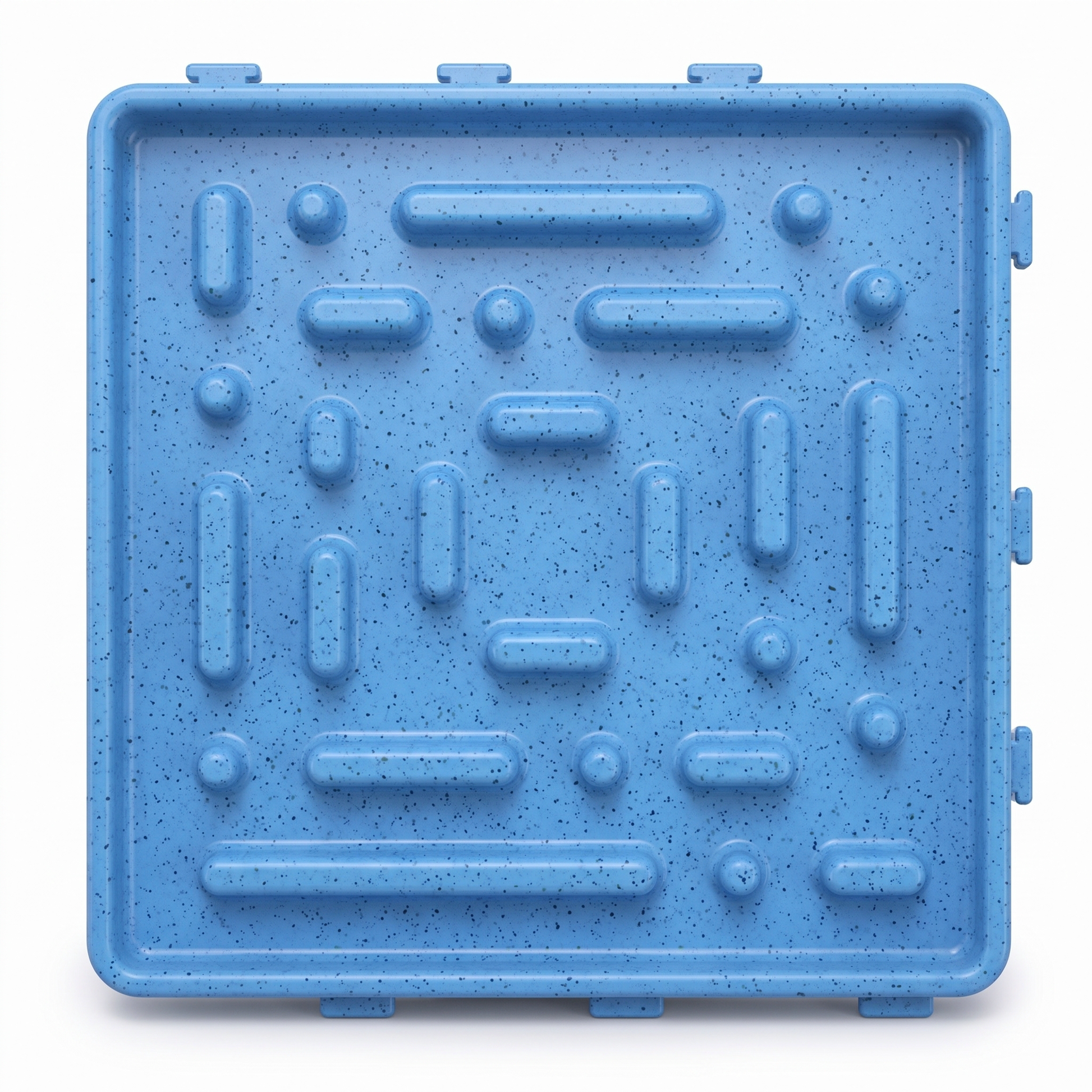 Joobello blue silicone slow-feeder lick mat with maze pattern on a clean white background